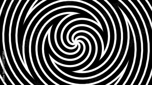 Hypnosis spiral and Op art effect, Abstract motion background with twisting circles, Optical illusions and constantly moving spiral pattern, Seamless loop 4K animation