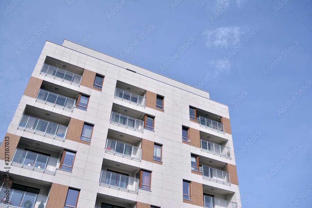 New building condominium. Modern apartment complex exterior. New building condominium. Modern apartment complex exterior.