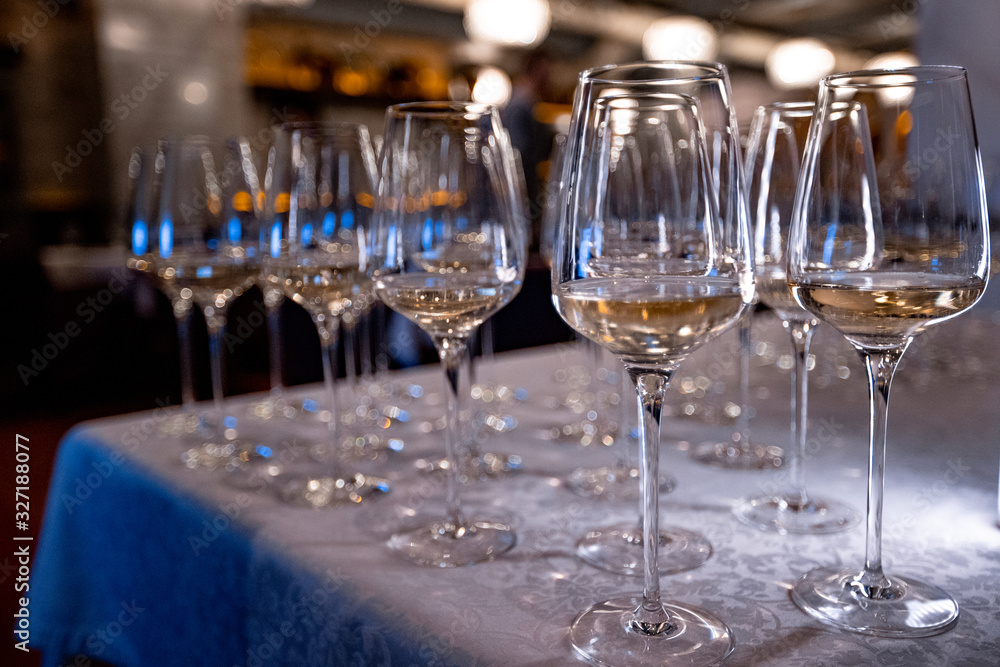 empty wine glasses on a table empty wine glasses on a table
