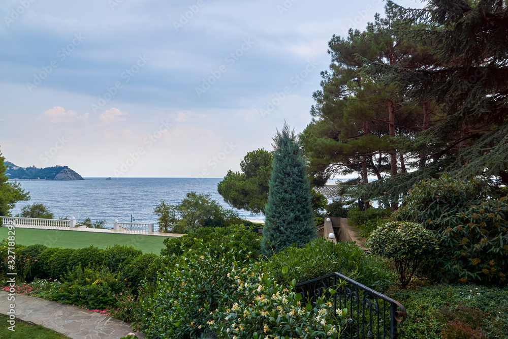 Alushta, Crimea - August 4, 2016: Natural landscape in Aivazovsky park, Partenit village.