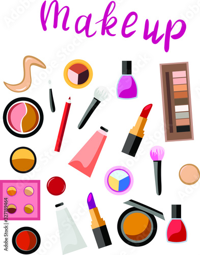 Make up , beauty , cosmetics vector isolated elements on white background . Concept for logo, cards, icon 