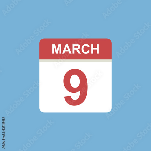 calendar - March 9 icon illustration isolated vector sign symbol