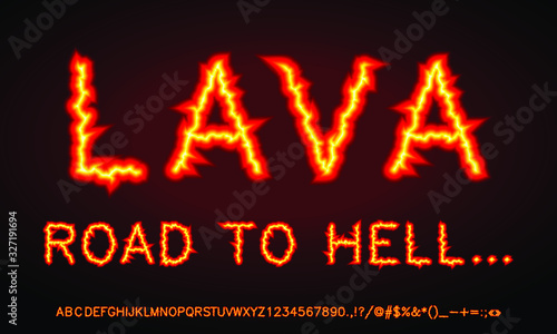 lava fire realistic font set