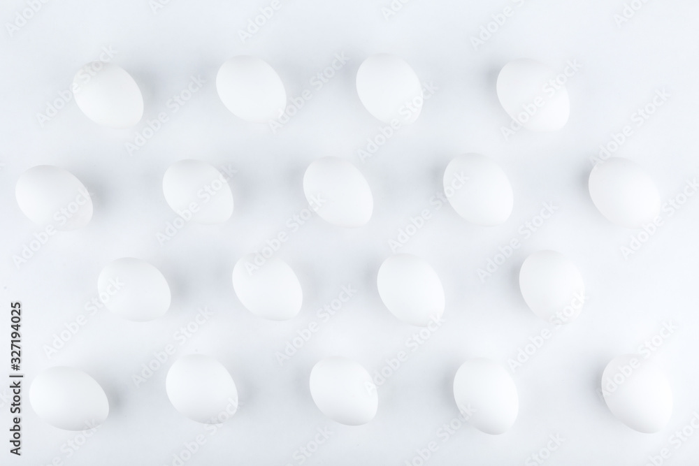 pattern of chicken eggs on white background pattern of chicken eggs on white background