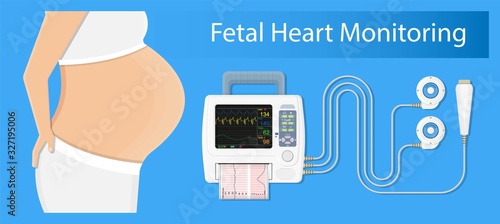 fetal monitor FHR exam signal sensor room beat labor CTG graph baby toco cervix woman female treat fetus womb women clinic doctor mother labour midwife screen measure uterus device clinical external