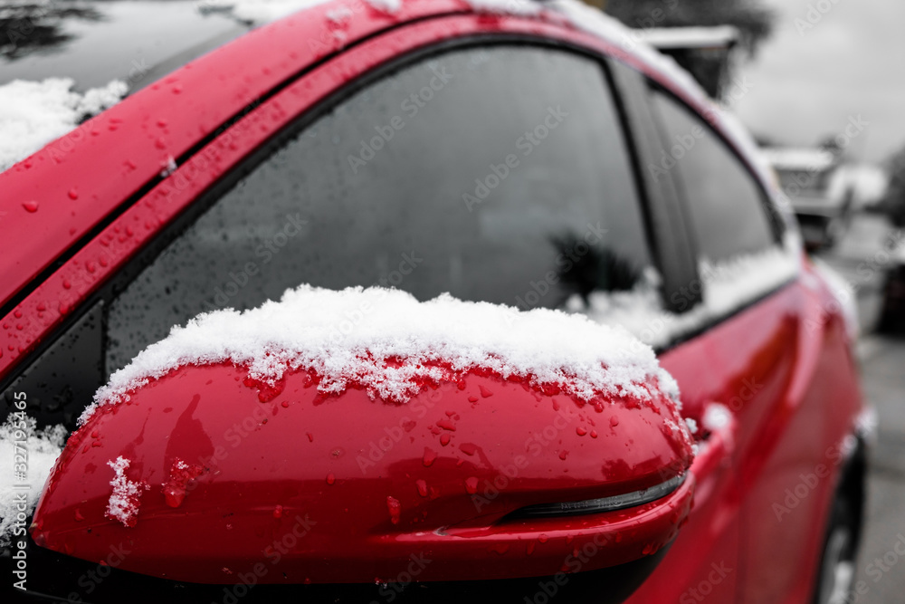 Naklejka Red Car White Snow