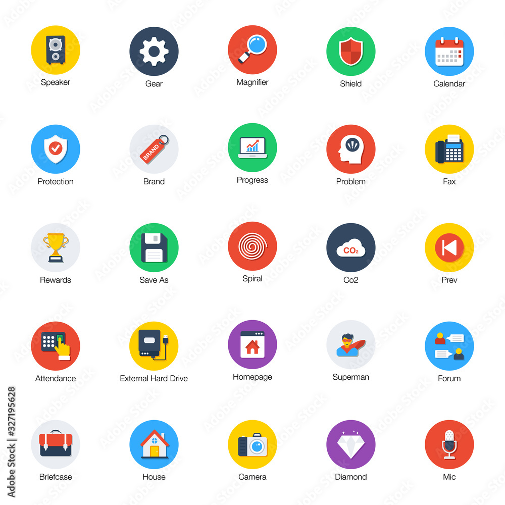 Business Accessories Flat Icons Pack Business Accessories Flat Icons Pack