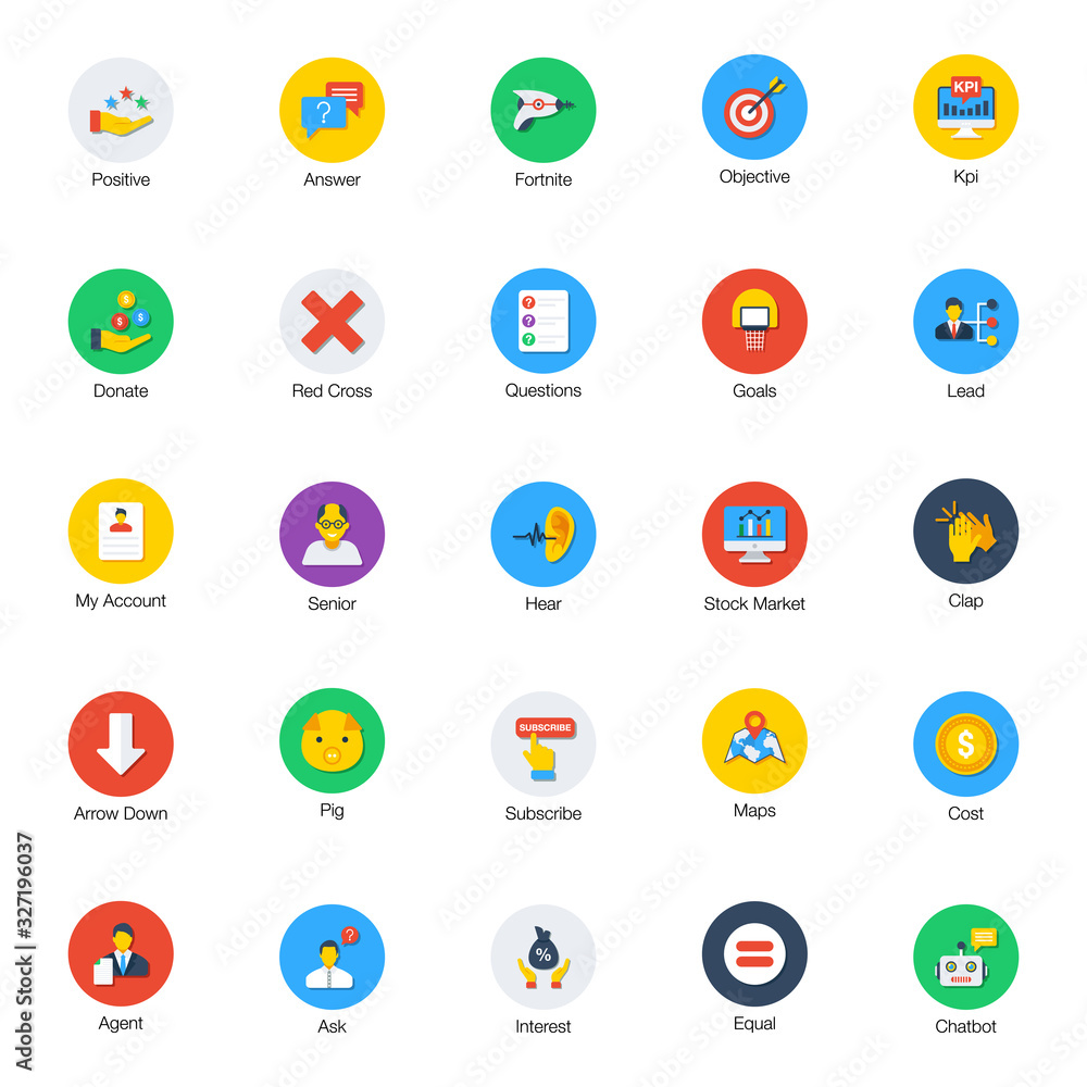 Bundle Of Flat Rounded Flat Icons Bundle Of Flat Rounded Flat Icons