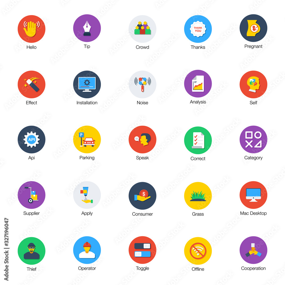 Collection Of Flat Rounded Flat Icons Collection Of Flat Rounded Flat Icons