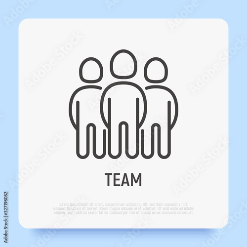 Team thin line icon. Group of people with leader. Modern vector illustration.