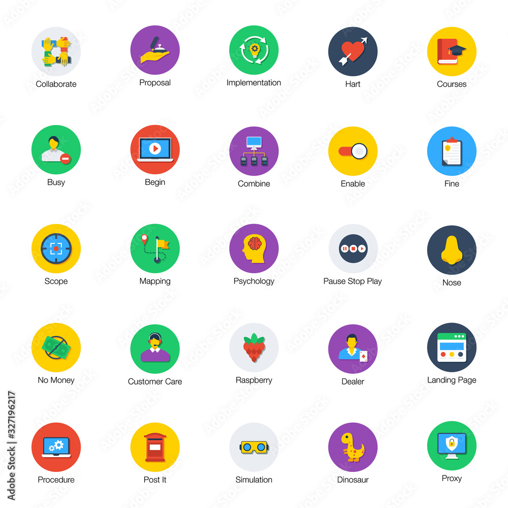 Bundle Of Colorful Flat Icons Bundle Of Colorful Flat Icons