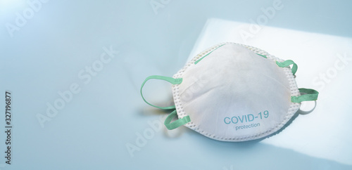 Anti virus protection mask ffp2 standart to prevent corona COVID-19 infection photo