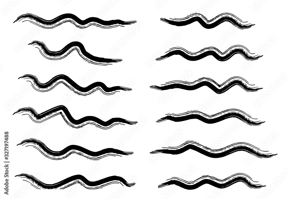 Grunge banner set. Black strokes of the grunge brush.Vector illustration. Grunge banner set. Black strokes of the grunge brush.Vector illustration.