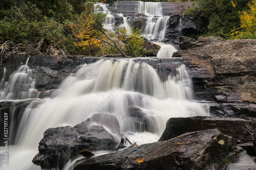 Beautiful waterfall in Mauricie national park at fall