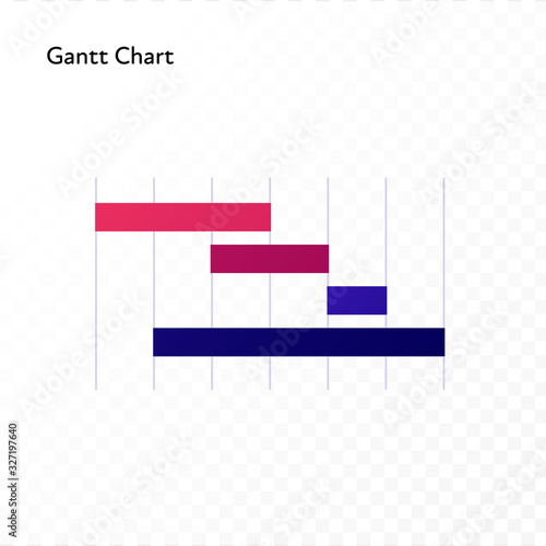 Infographic design element collection. Vector flat color illustration. Gantt chart isolated on white to transparent background. Design for ui, scientific poster, marketing, presentation.
