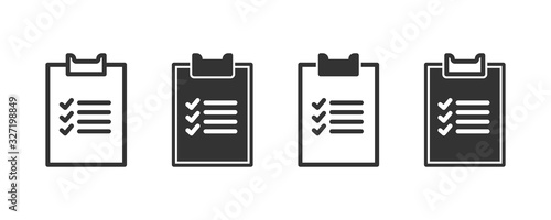 Checklist icons in four different versions in a flat design