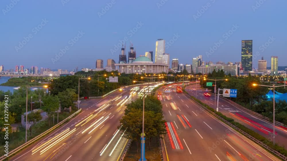 4k Time lapse Traffic of Seoul City Skyline,South Korea 4k Time lapse Traffic of Seoul City Skyline,South Korea