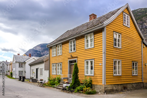 colorful houses in Laerdal old town in Norway © tmag