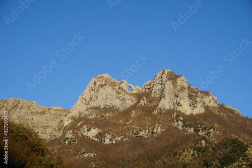 View of Monte Forato in the Apuan Alps