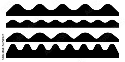 Set of black wave silhouette isolated on white background. Vector illustration