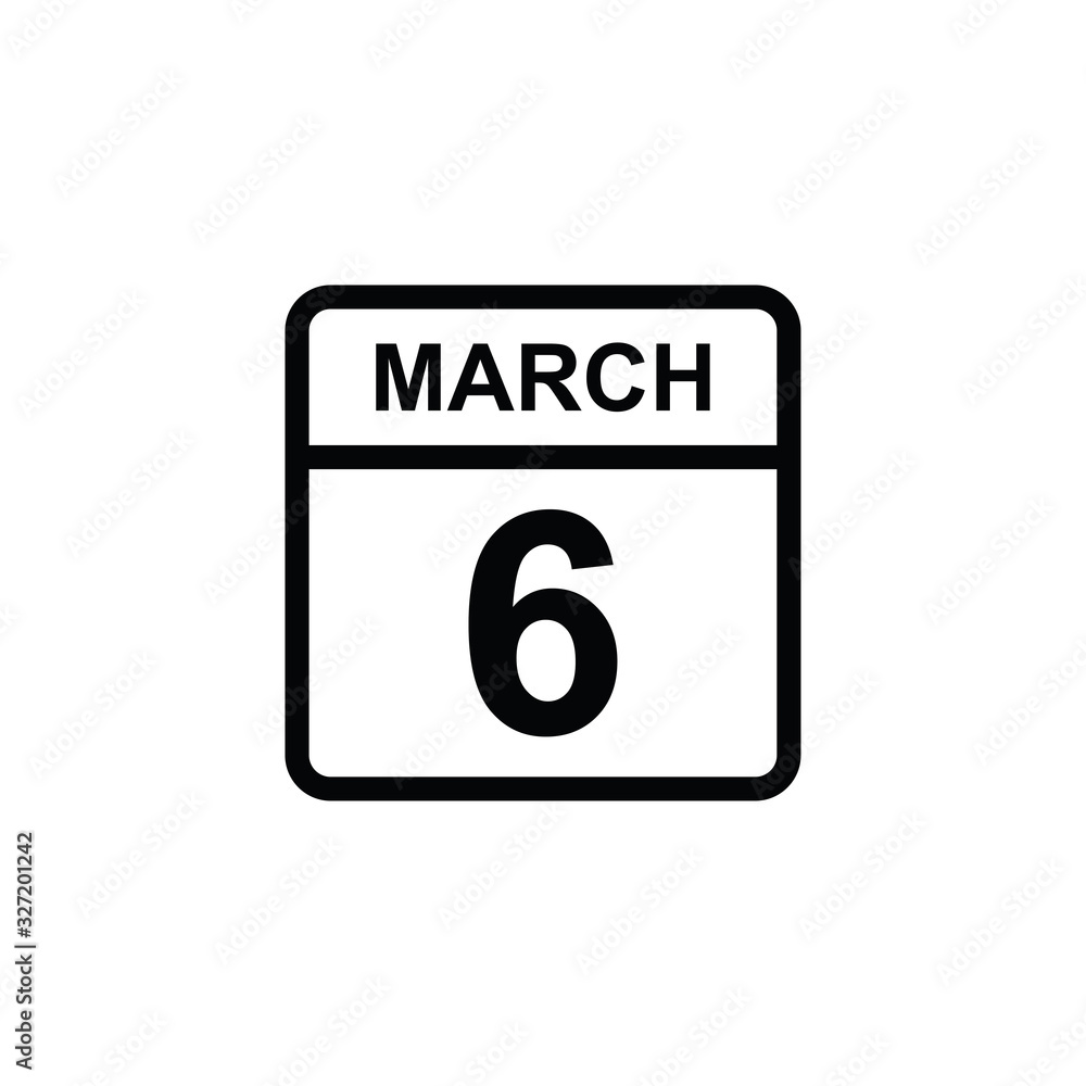 calendar - March 6 icon illustration isolated vector sign symbol calendar - March 6 icon illustration isolated vector sign symbol