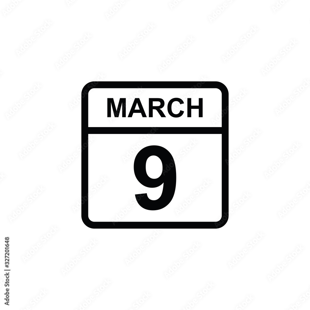 calendar - March 9 icon illustration isolated vector sign symbol calendar - March 9 icon illustration isolated vector sign symbol