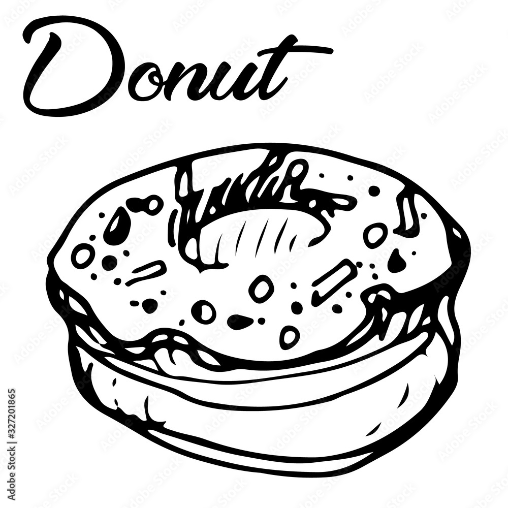 Vector sketch doodle illustration of a donut Vector sketch doodle illustration of a donut
