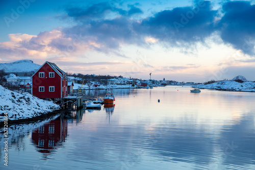 Winter and cold at Salhus marina in Brønnøy municipality, Northern Norway photo