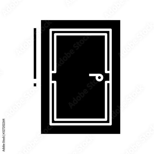 Door black icon, concept illustration, vector flat symbol, glyph sign.