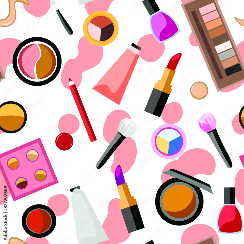Cosmetics, fashion colorful vector seamless pattern . Concept for wallpaper, wrapping paper, cards 