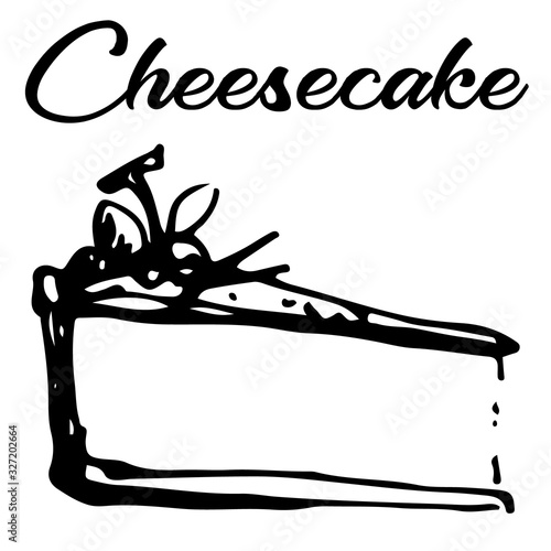 Vector illustration sketch of a cheesecake in linear sketch