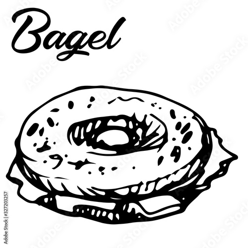 Vector illustration of fresh bagel sandwich