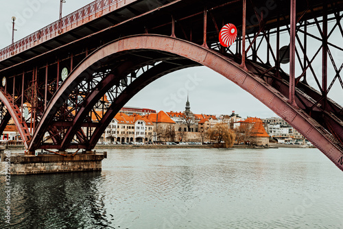 Old Bridge or Main Bridge over the Drava River in the city of Maribor, Slovenia. Europe. photo