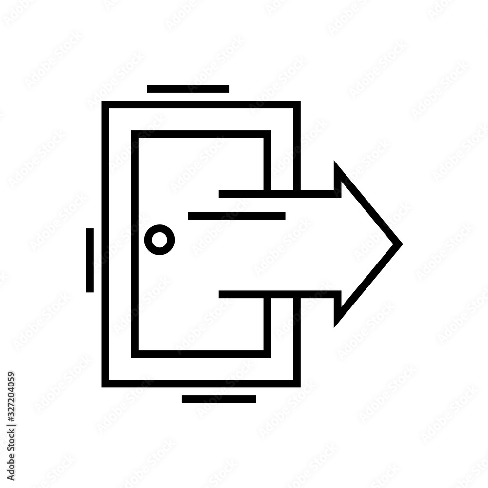 Out door line icon, concept sign, outline vector illustration, linear symbol. Out door line icon, concept sign, outline vector illustration, linear symbol.