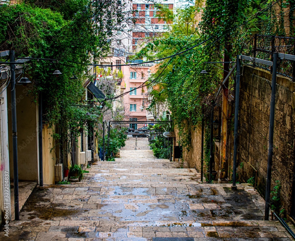 Saint Nicholas stairs in the Beirut downtown district of Gemmayze. These stairs are a famous tourist attraction