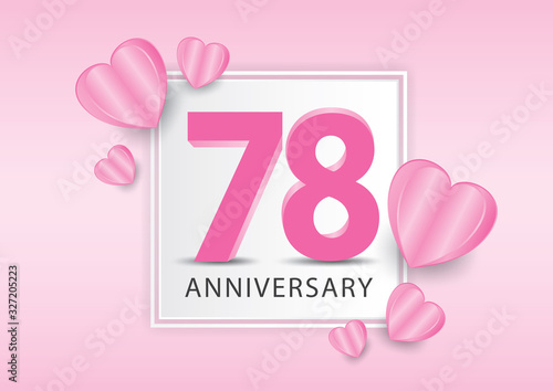 78 Years Anniversary Logo Celebration With heart background. Valentine’s Day Anniversary banner vector template photo