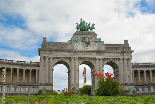 The Triumphal Arch (Cinquantenaire Arch) in the Jubilee Park, Brussels Belgium.
