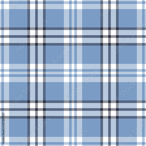 Blue plaid pattern vector graphic. Tartan check plaid in blue and white for flannel shirt, blanket, scarf, throw, duvet cover, upholstery, or other modern fabric design.