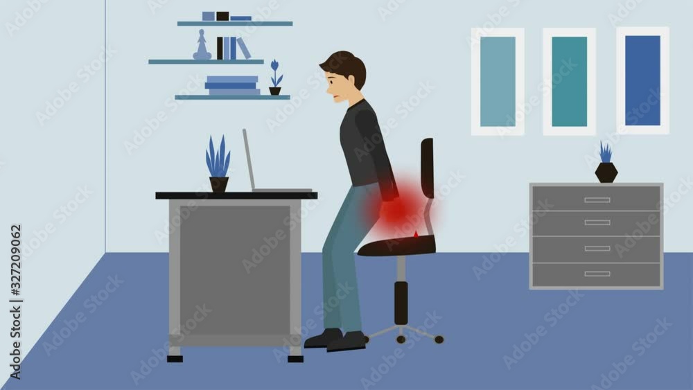 Stockvideo 2D animation, young Caucasian man sitting down on chair in