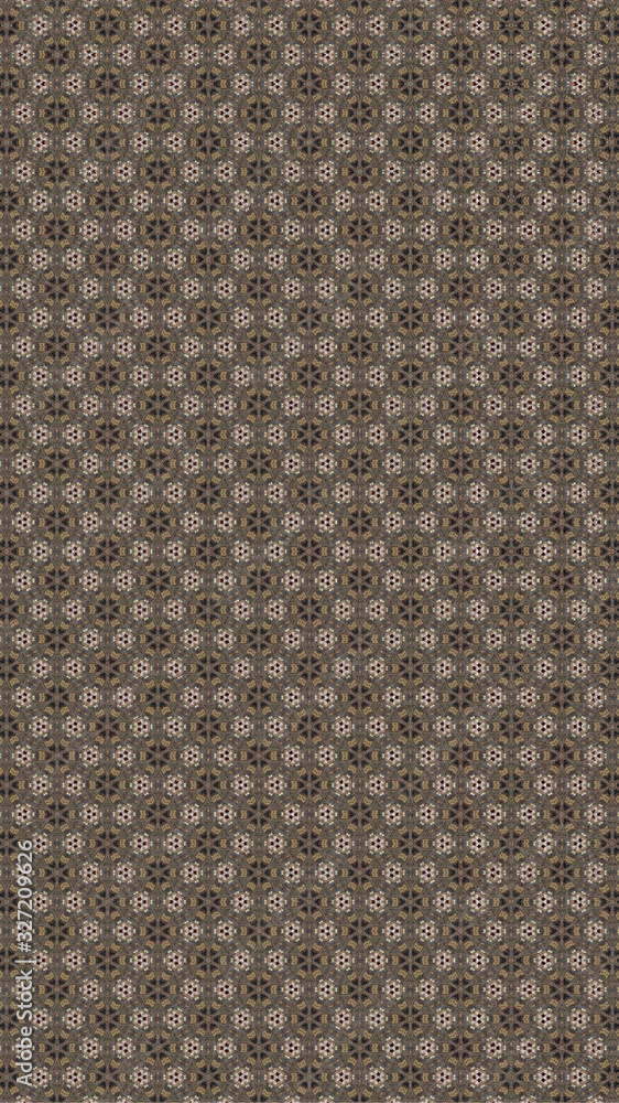 Fototapeta premium Seamless Pattern. Triangle shapes. White Star Light. Textile, Brown, Wooden, Turkish Tiles.