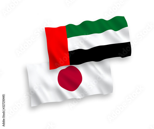Flags of Japan and United Arab Emirates on a white background
