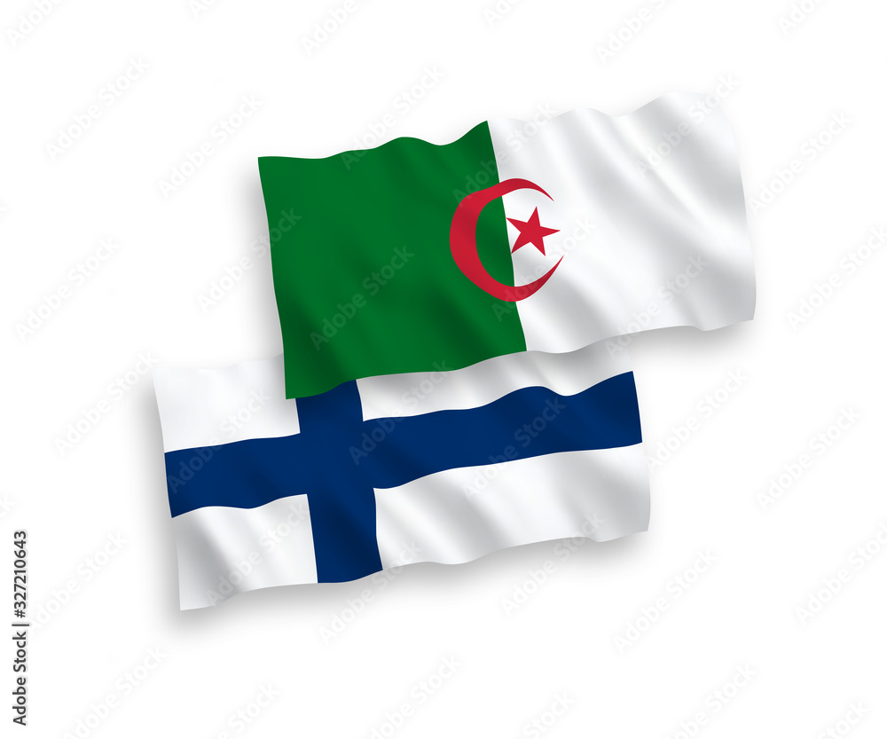 Flags of Finland and Algeria on a white background Flags of Finland and Algeria on a white background