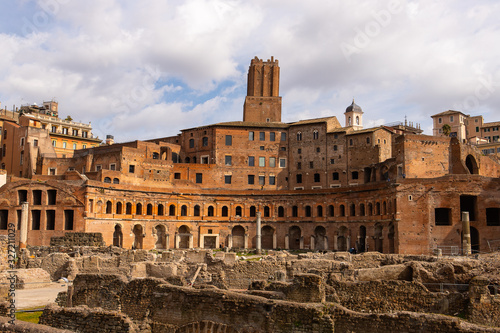 Main building and ruins of Trajan's Market "Mercati di Traiano" in Rome, Italy. It is one of the main tourist attractions of Rome