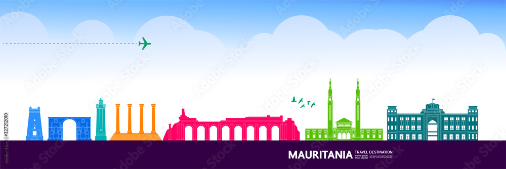 Mauritania travel destination grand vector illustration. 