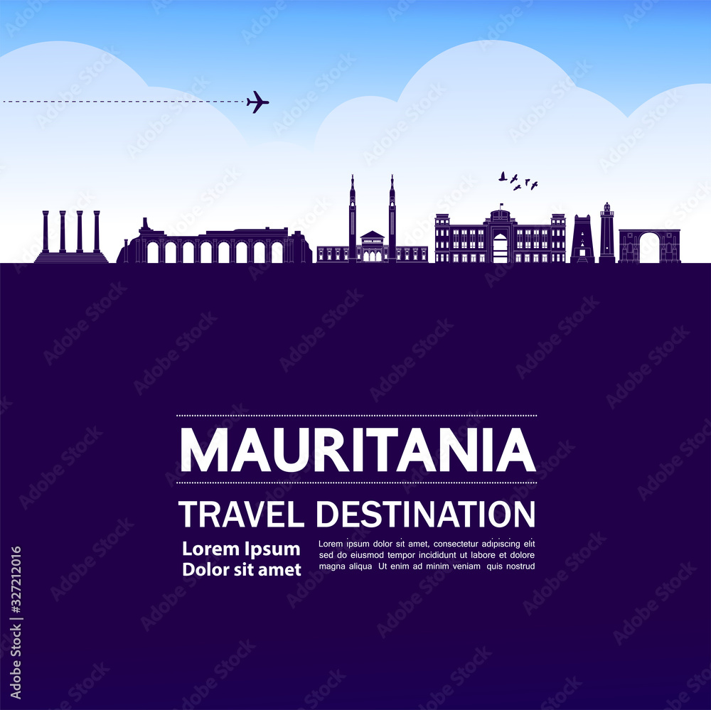 Mauritania travel destination grand vector illustration. 