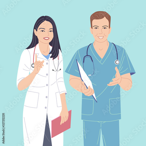 Man and Woman  Medical Workers Characters.