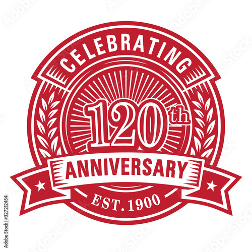 120 years of celebrations design template. 120th anniversary logo. Vector and illustrations.