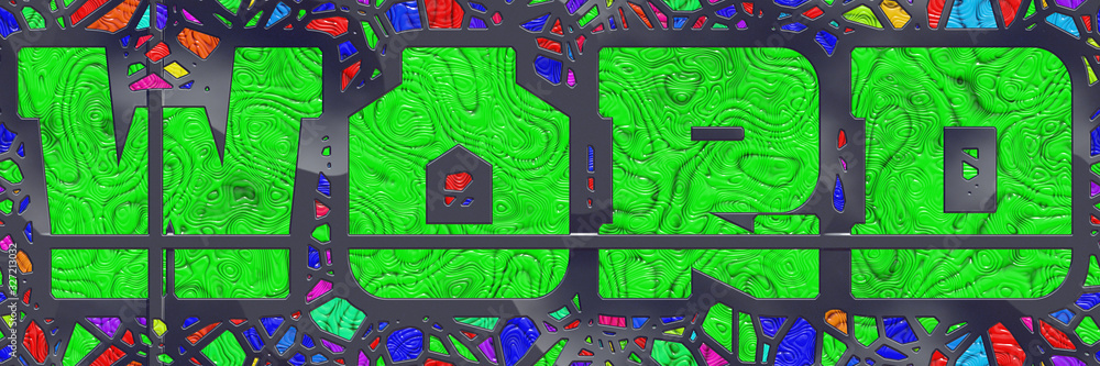 Fototapeta premium 3d illustration stained- glasses background. Abstract mosaic architecture