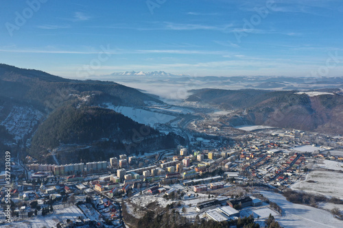 Aerial view of Krompachy city in Slovakia