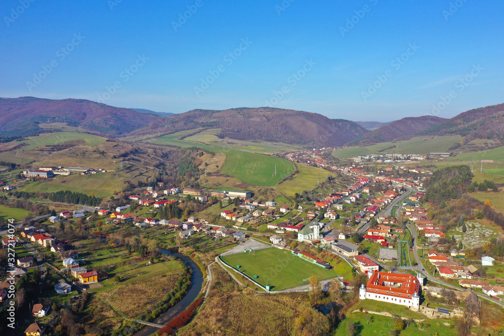 Aerial view of Kluknava village in Slovakia